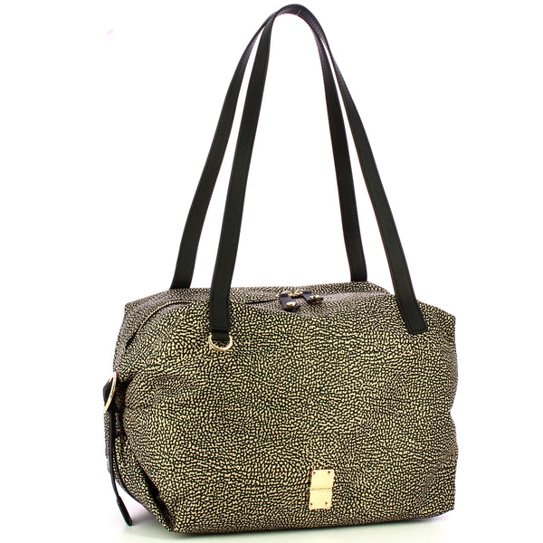 Borbonese - Borsa shopping Medium OP Naturale Nero 9101004 | Italystation.com Shop Now at italystation.com
