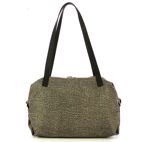 Borbonese - Borsa shopping Medium OP Naturale Nero 9101004 | Italystation.com Shop Now at italystation.com
