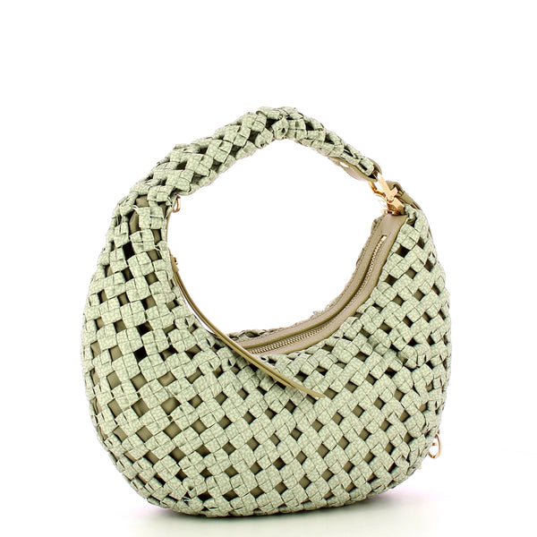 Borbonese - Hobo La Nido Mini Kaki 924826I15 KAKI | Italystation.com Shop Now at italystation.com