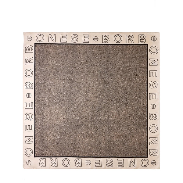 Borbonese - Foulard with Logo Chantilly Cream OP Naturale - 6DP0440010 - CHANTILLY/CREAM/OP/NATURALE