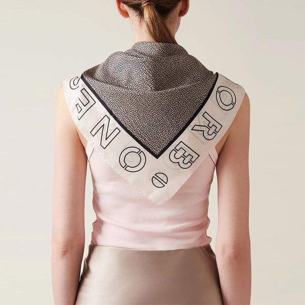 Borbonese - Foulard with Logo Chantilly Cream OP Naturale - 6DP0440010 - CHANTILLY/CREAM/OP/NATURALE