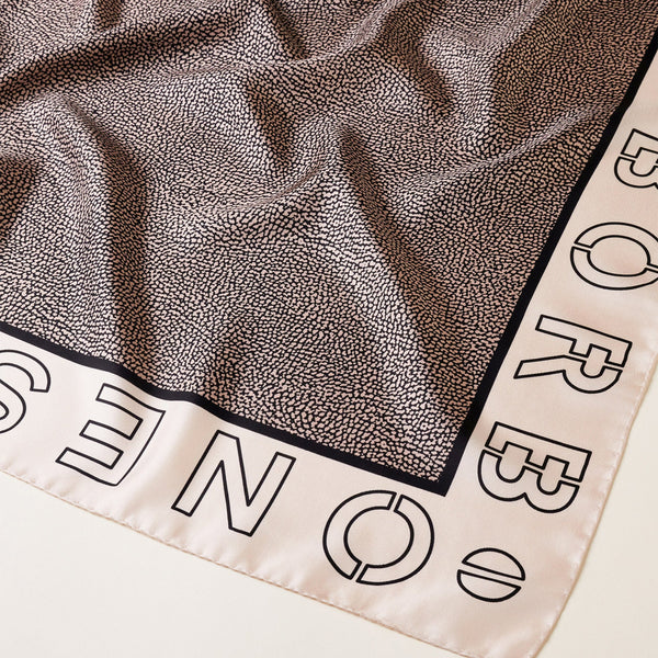 Borbonese - Foulard with Logo Chantilly Cream OP Naturale - 6DP0440010 - CHANTILLY/CREAM/OP/NATURALE