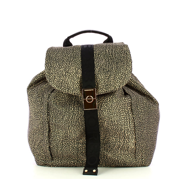 Borbonese - Medium OP Naturale Nero Backpack - 91010051AH1 - OP/NATURALE/NERO