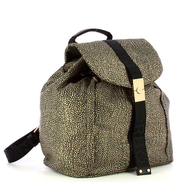 Borbonese - Medium OP Naturale Nero Backpack - 91010051AH1 - OP/NATURALE/NERO