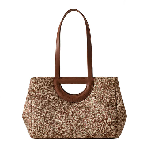 Borbonese - Bouche Medium Beige Marrone Shopper - 91010044I15 - BEIGE/MARRONE