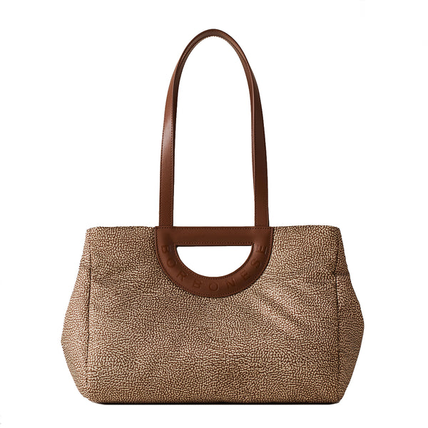 Borbonese - Bouche Medium Beige Marrone Shopper - 91010044I15 - BEIGE/MARRONE