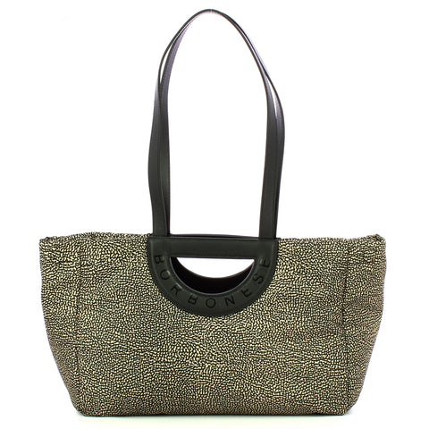 Borbonese - Bouche Medium OP Naturale Nero Shopper - 91010044I15 - OP/NATURALE/NERO