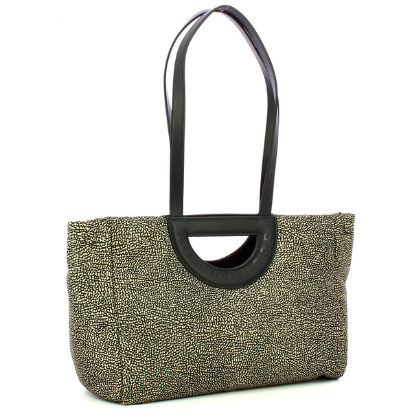 Borbonese - Bouche Medium OP Naturale Nero Shopper - 91010044I15 - OP/NATURALE/NERO