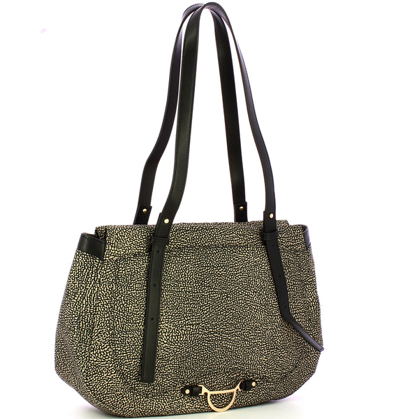 Borbonese - Shopping Medium OP Naturale Nero - 923401I15 - OP/NATURALE/NERO