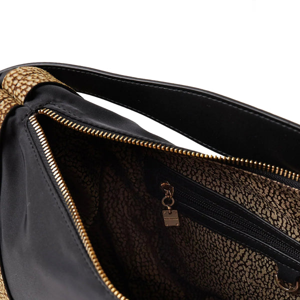 Borbonese - Hobo Bag New Orbit Medium Nero OP Naturale 924 | Italystation.com Shop Now at italystation.com