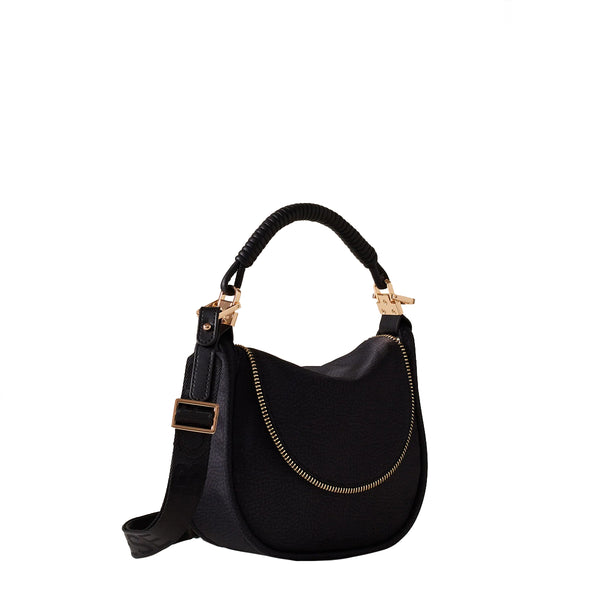 Borbonese - Hobo Horseback Small Dark Black 924859I15 DA | Italystation.com Shop Now at italystation.com
