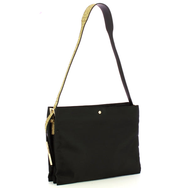 Borbonese - Borsa a spalla Hobo S Nero OP Naturale 933784A | Italystation.com Shop Now at italystation.com