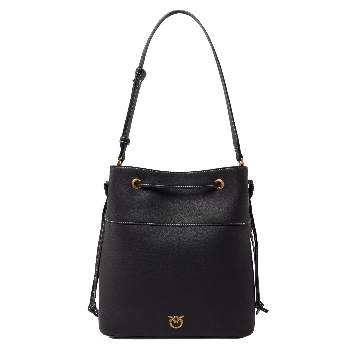 Pinko - Borsa Secchiello Classic Nero Antique Gold 104305A29Q | Italystation.com Shop Now at italystation.com