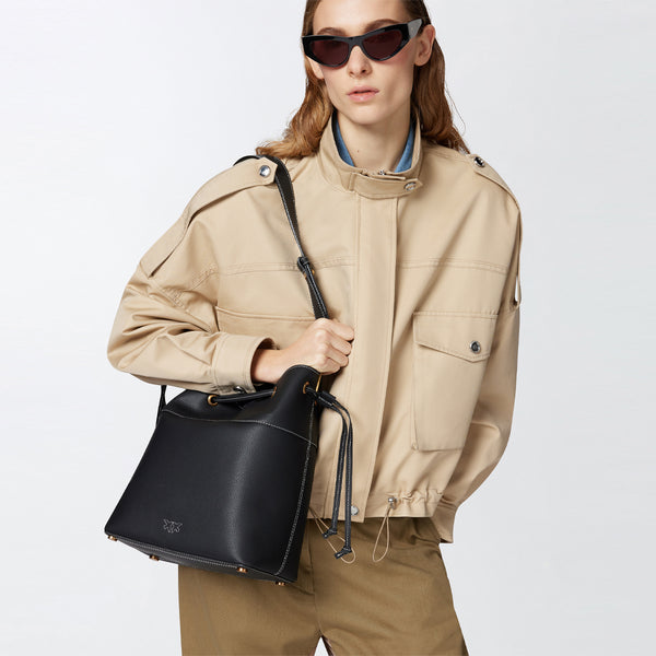 Pinko - Borsa Secchiello Classic Nero Antique Gold 104305A29Q | Italystation.com Shop Now at italystation.com