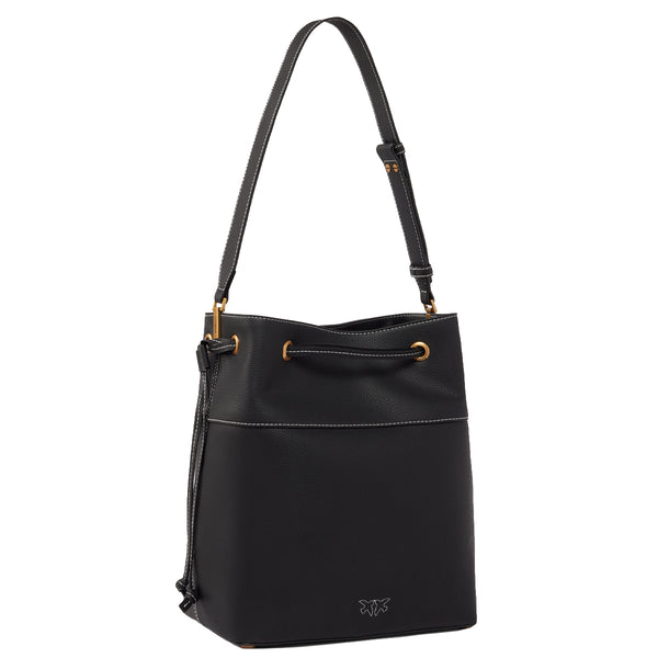 Pinko - Borsa Secchiello Classic Nero Antique Gold 104305A29Q | Italystation.com Shop Now at italystation.com