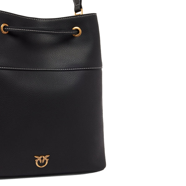 Pinko - Borsa Secchiello Classic Nero Antique Gold 104305A29Q | Italystation.com Shop Now at italystation.com