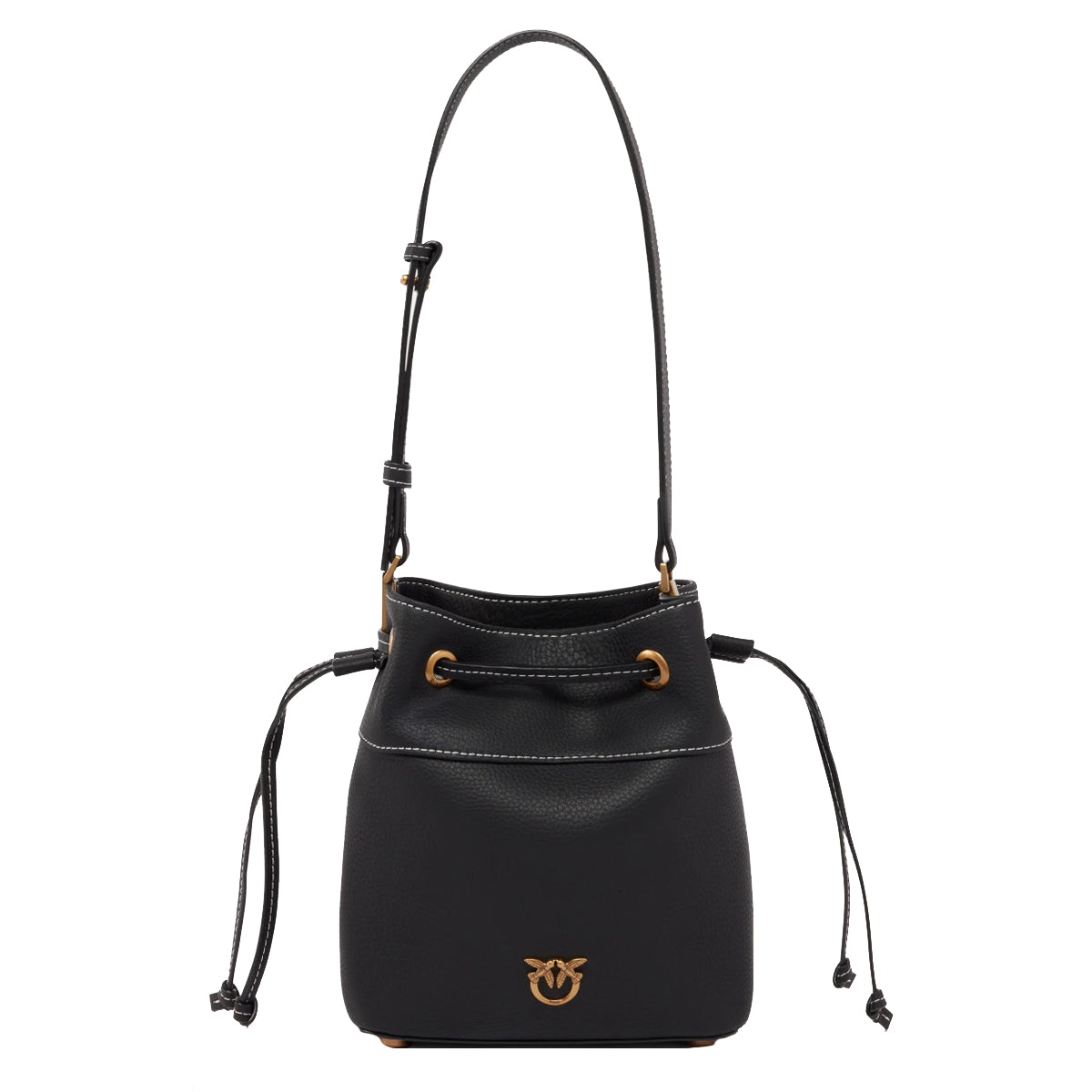 Pinko - Borsa Secchiello piccolo Nero Antique Gold 104303A29Q | Italystation.com Shop Now at italystation.com