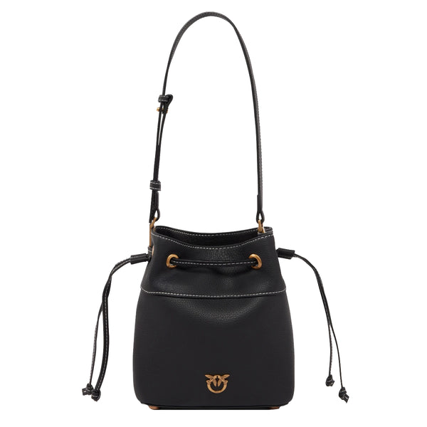 Pinko - Borsa Secchiello piccolo Nero Antique Gold 104303A29Q | Italystation.com Shop Now at italystation.com