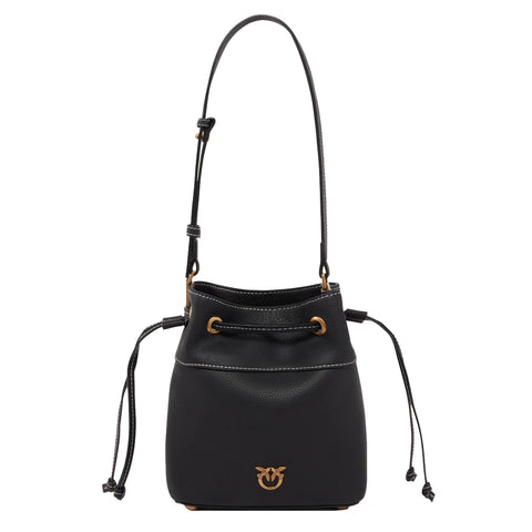 Pinko - Borsa Secchiello piccolo Nero Antique Gold 104303A29Q | Italystation.com Shop Now at italystation.com