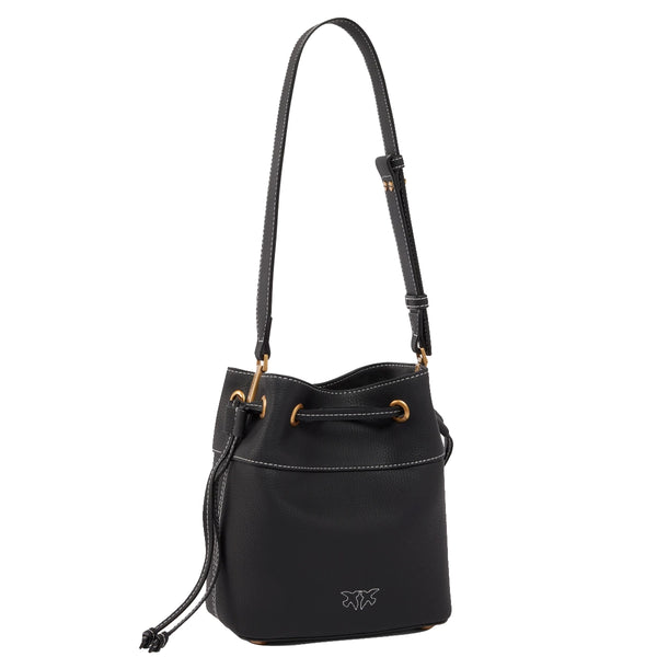 Pinko - Borsa Secchiello piccolo Nero Antique Gold 104303A29Q | Italystation.com Shop Now at italystation.com