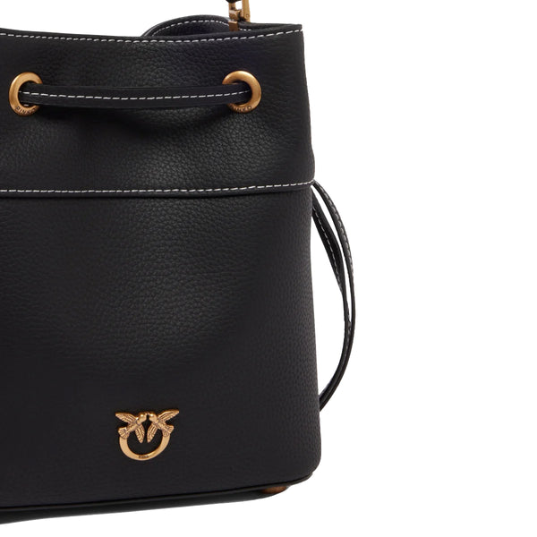 Pinko - Borsa Secchiello piccolo Nero Antique Gold 104303A29Q | Italystation.com Shop Now at italystation.com