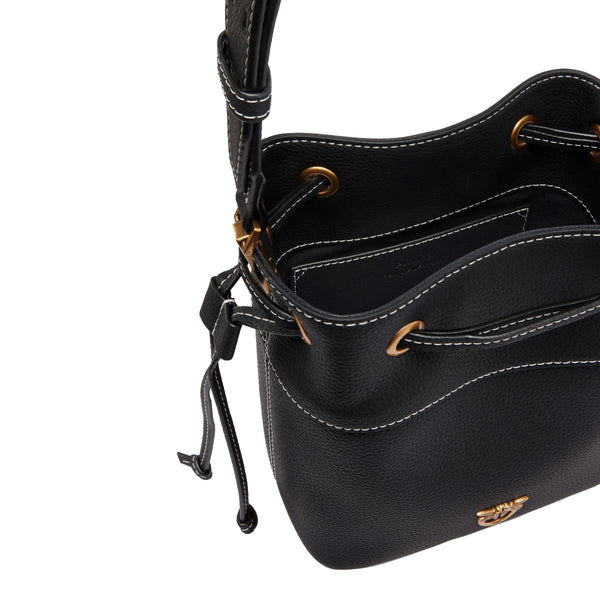 Pinko - Borsa Secchiello piccolo Nero Antique Gold 104303A29Q | Italystation.com Shop Now at italystation.com