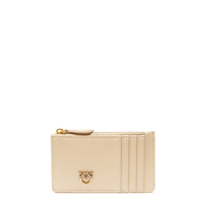 Pinko - Airone Beige Grigio Fumo Antique Gold Card Holder - 100251A0F1 - BEIGE-GRIGIO/FUMO-ANTIQUE/GOLD