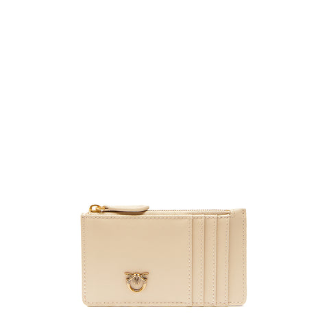 Pinko - Airone Beige Grigio Fumo Antique Gold Card Holder - 100251A0F1 - BEIGE-GRIGIO/FUMO-ANTIQUE/GOLD