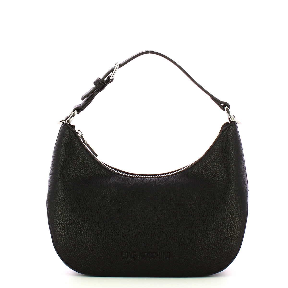 Love Moschino - Hobo Bag Giant Logo Nero Nikel JC4018P | Italystation.com Shop Now at italystation.com