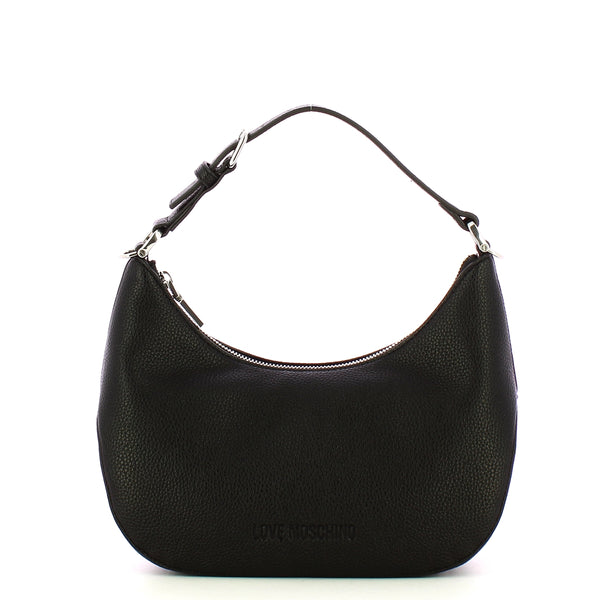 Love Moschino - Hobo Bag Giant Logo Nero Nikel JC4018P | Italystation.com Shop Now at italystation.com
