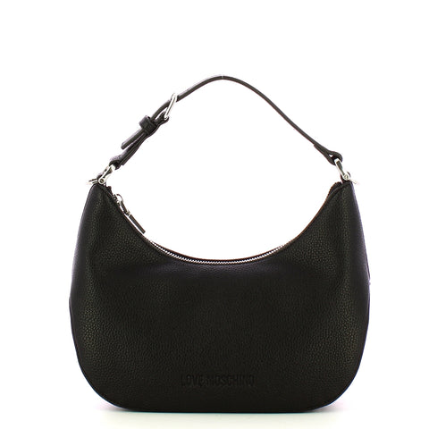 Love Moschino - Hobo Bag Giant Logo Nero Nikel JC4018P | Italystation.com Shop Now at italystation.com