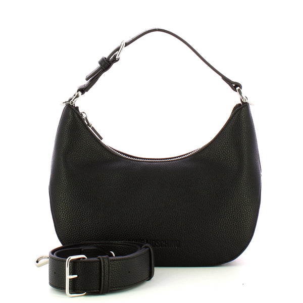 Love Moschino - Hobo Bag Giant Logo Nero Nikel JC4018P | Italystation.com Shop Now at italystation.com