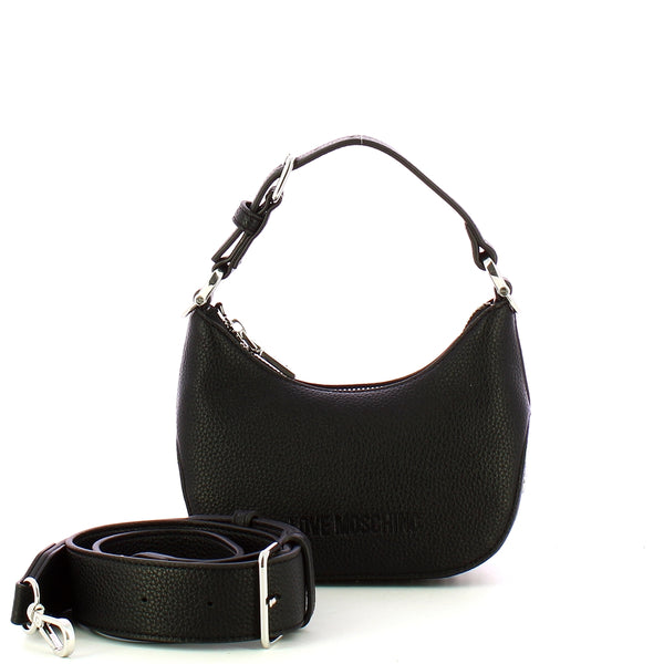 Love Moschino - Hobo Bag Giant Logo mini Nero Nikel JC | Italystation.com Shop Now at italystation.com