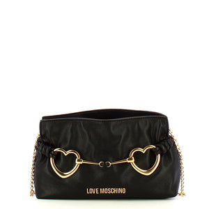 Love Moschino - Clutch Laminata Hearts Nero JC4034PP1M | Italystation.com Shop Now at italystation.com