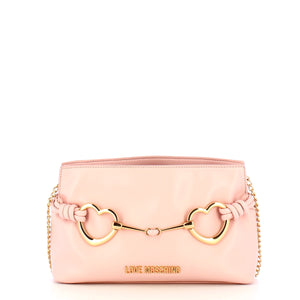 Love Moschino - Clutch Laminata Hearts Cipria JC4034PP | Italystation.com Shop Now at italystation.com