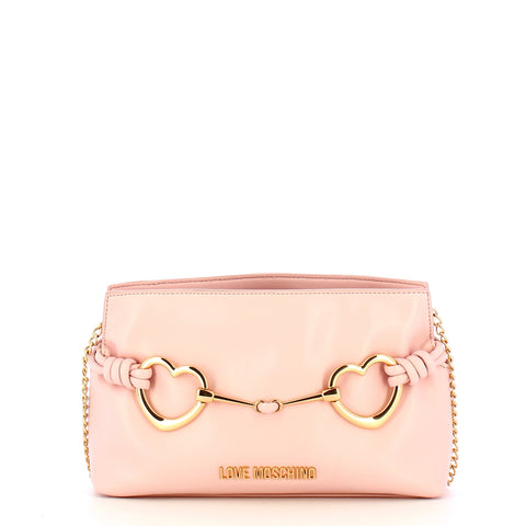 Love Moschino - Clutch Laminata Hearts Cipria JC4034PP | Italystation.com Shop Now at italystation.com