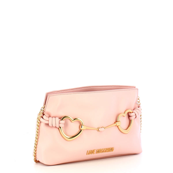 Love Moschino - Clutch Laminata Hearts Cipria JC4034PP | Italystation.com Shop Now at italystation.com