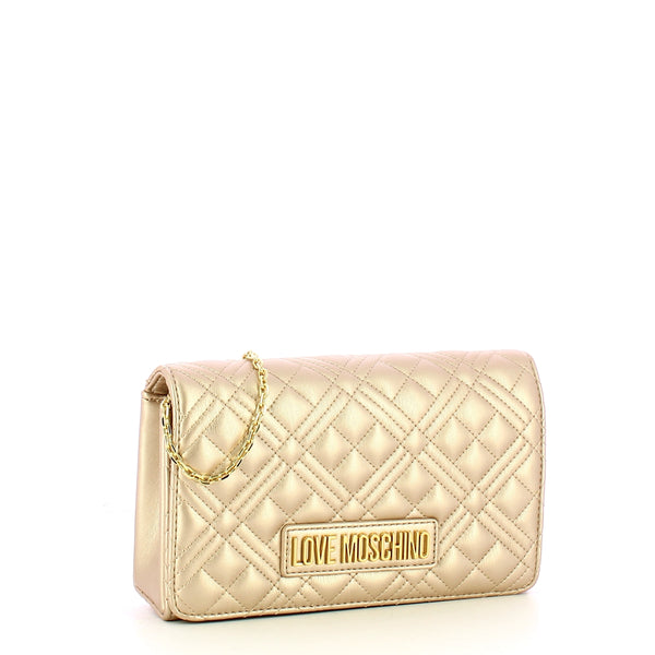 Love Moschino - Clutch Shiny Quilted Metallic Gold JC4 | Italystation.com Shop Now at italystation.com