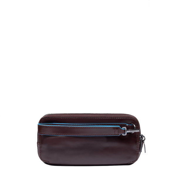 Piquadro - Case with 3 zippers Blue Square Mogano - AC2141B2R - MOGANO