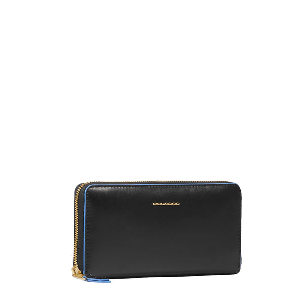 Piquadro - Portafoglio Donna Zip Around Blue Square Nero - PD3229B2R - NERO