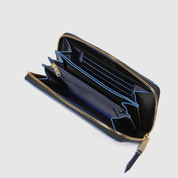Piquadro - Portafoglio Donna Zip Around Blue Square Nero - PD3229B2R - NERO