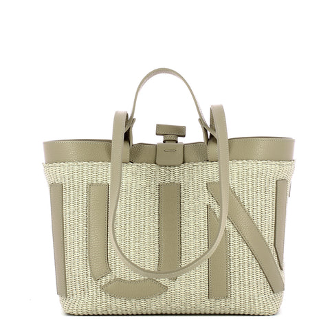 Iuntoo - Shopping Sibilla Piccola Logo Raffia Cappuccino+Cappuc | Italystation.com Shop Now at italystation.com