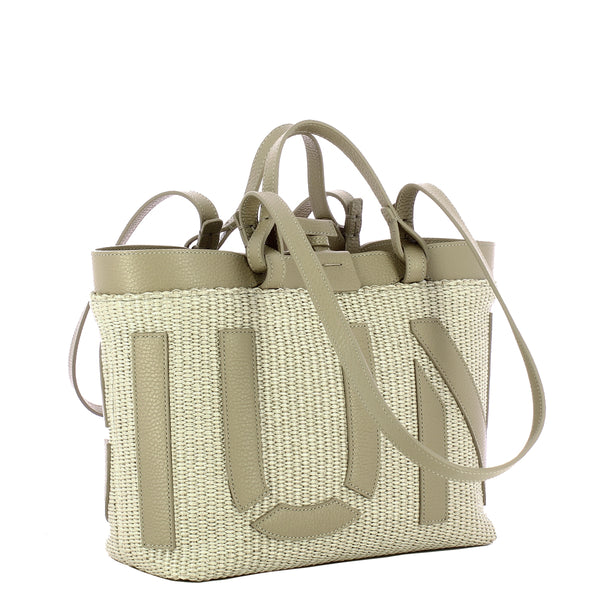 Iuntoo - Shopping Sibilla Piccola Logo Raffia Cappuccino+Cappuc | Italystation.com Shop Now at italystation.com