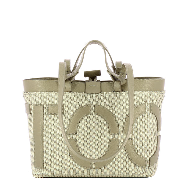 Iuntoo - Shopping Sibilla Piccola Logo Raffia Cappuccino+Cappuc | Italystation.com Shop Now at italystation.com