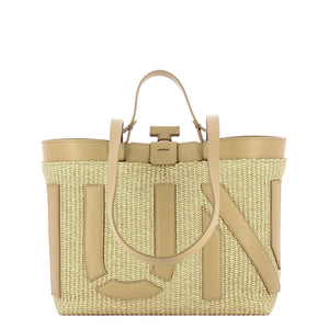 Iuntoo - Shopping Sibilla Piccola Logo Raffia Naturale+Cammello | Italystation.com Shop Now at italystation.com