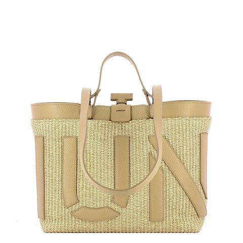 Iuntoo - Shopping Sibilla Piccola Logo Raffia Naturale+Cammello | Italystation.com Shop Now at italystation.com