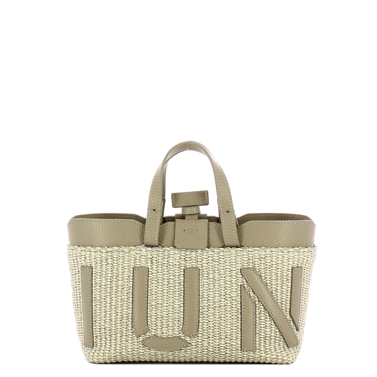Iuntoo - Sibilla Mini Logo Raffia Cappuccino+Cappuccino Shopping Bag - 181204 - CAPPUCCINO+CAPPUCCINO/C05