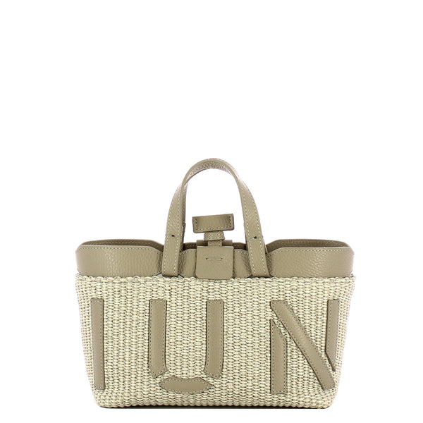Iuntoo - Sibilla Mini Logo Raffia Cappuccino+Cappuccino Shopping Bag - 181204 - CAPPUCCINO+CAPPUCCINO/C05
