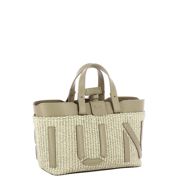 Iuntoo - Sibilla Mini Logo Raffia Cappuccino+Cappuccino Shopping Bag - 181204 - CAPPUCCINO+CAPPUCCINO/C05