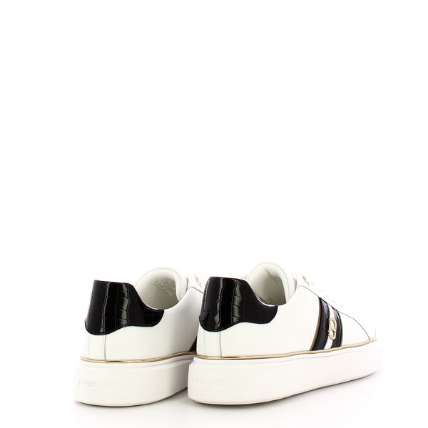 Twinset - Oval T Bic. Ottico Nero leather Sneakers - 251TCP01A - BIC.OTTICO/NERO